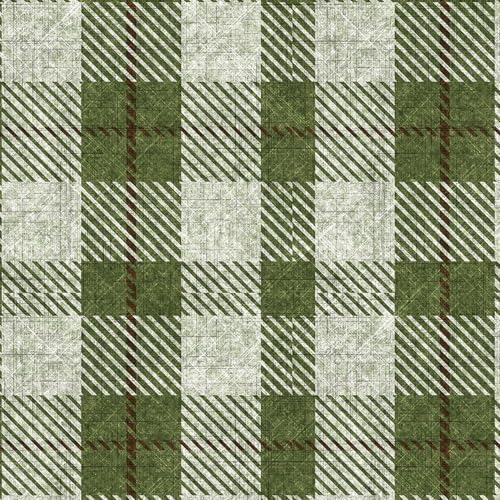 Livelynine 17.5x276" Green Plaid Peel and Stick Wallpaper Vintage Gingham Linen by Livelynine