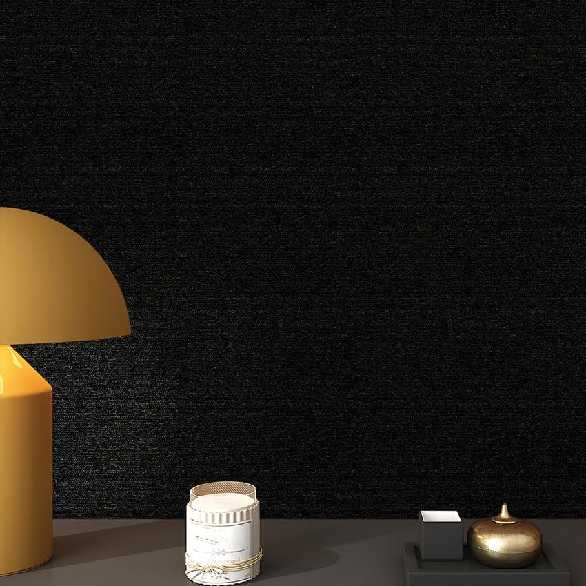 SHUFA Gold Black Cotton-Like Textured Grasscloth Wallpaper Matte Thick Real - Image 5