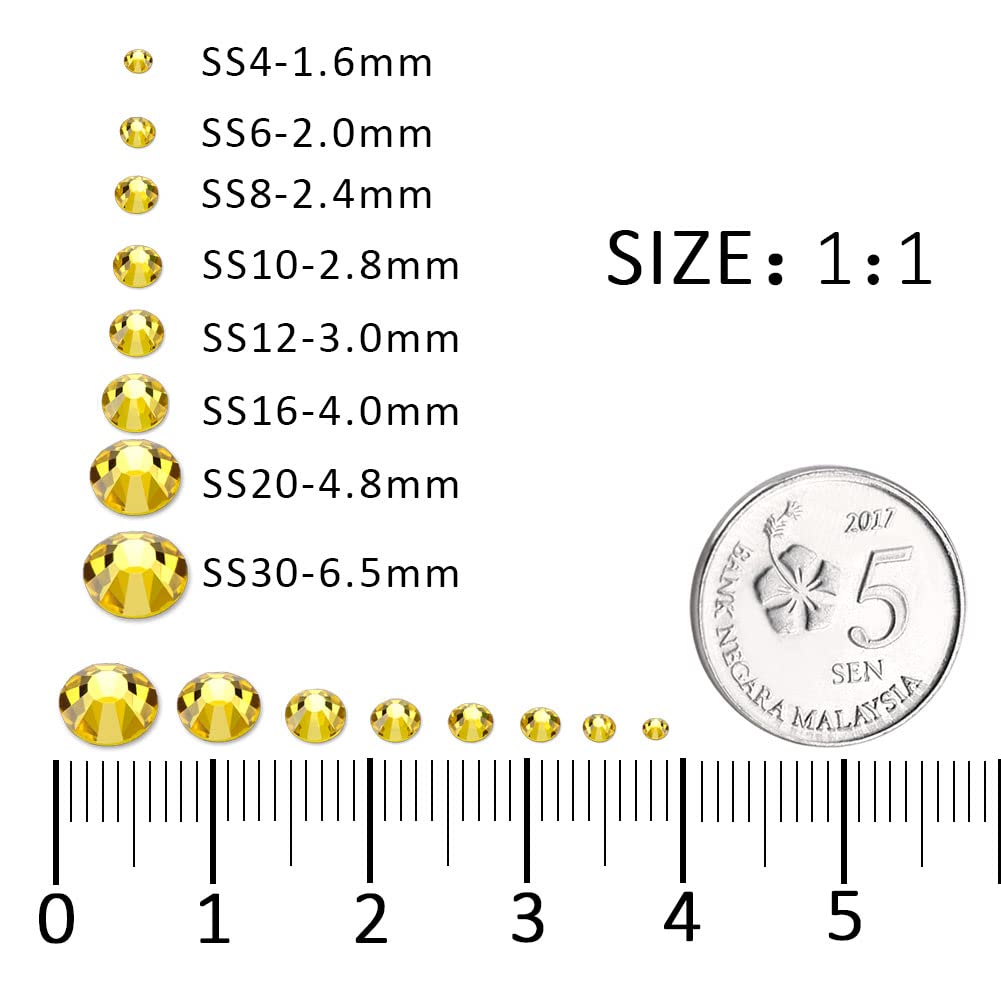 1440Pcs Lemon Yellow Crystal Rhinestones,Glass Flatback Rhinestones Gemstones for Nail Face Makeup Art Crafts Clothes Decoration - (SS16, 4.0mm,Lemon Yellow)