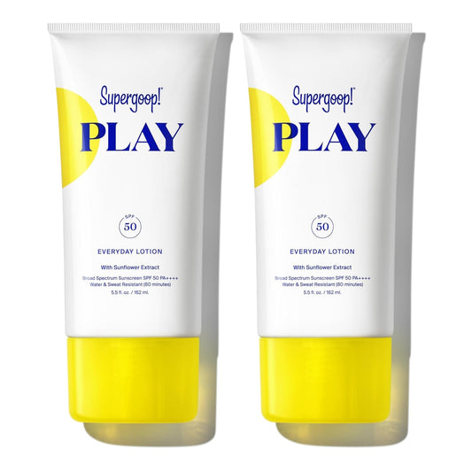 Supergoop! PLAY Everyday Lotion SPF 50 - Broad Spectrum Body & Face Sunscreen - Great for Active Days - Fast Absorbing, Water & Sweat Resistant - 5.5 fl oz - 2 Pack