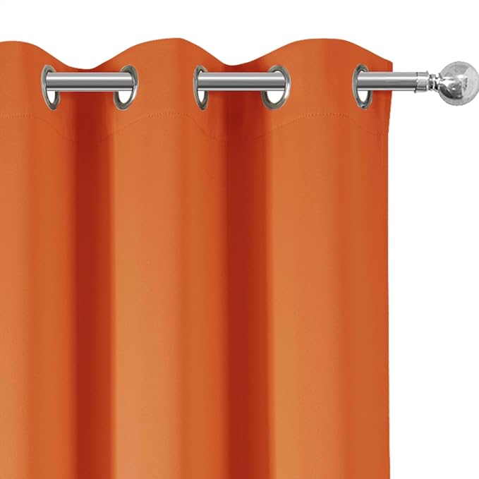 LEMOMO Blackout Curtains 52 x 120 Inch Long Orange Curtains Set of 2 Panels - Image 6