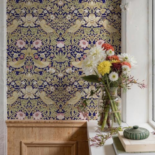 William Morris Vintage Peel and Stick Wallpaper 17.7 x 800in Navy Blue - Image 6
