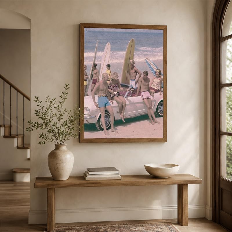 InkFlow Posters Surfers on a Beach Canvas Poster - Image 5