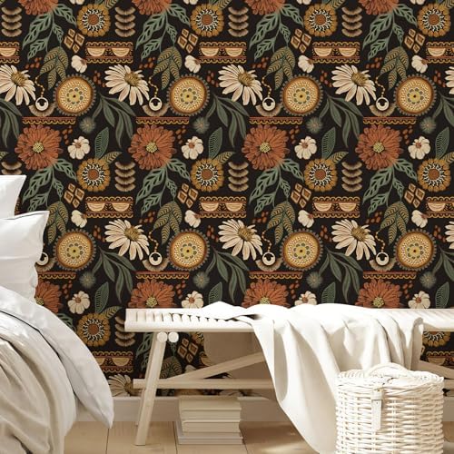 Simon&Siff Boho Floral Wallpaper Peel and Stick 17.3" x 1200" - Image 4