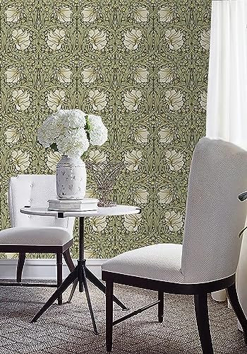 HAOKHOME William Morris Style Wallpaper Sage Green Mural 17.3in x 32.8ft - Image 2