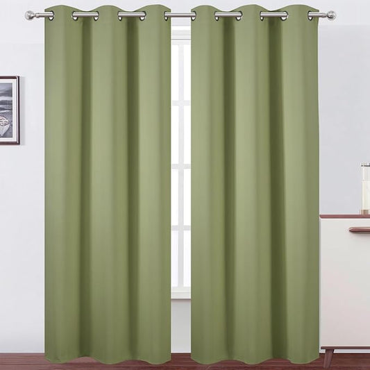 LEMOMO Sage Green Thermal Blackout Curtains/42 x 84 Inch/Set of 2 Panels Room by Lemomo