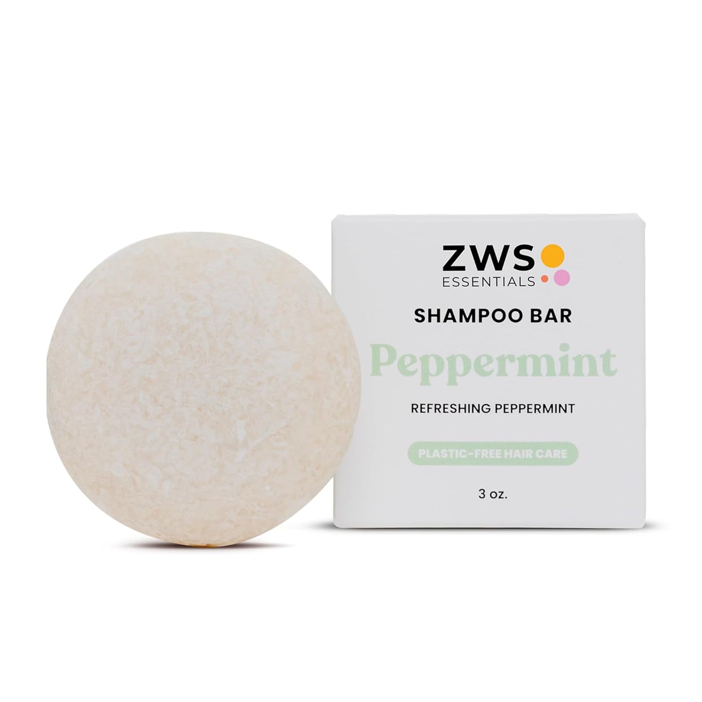 Peppermint Breeze Shampoo Bar, Vegan Solid Hair Cleanser with Refreshing Peppermint, for Oily Hair, Dandruff, and Psoriasis, Zero Waste, Travel-Friendly, Clean Beauty