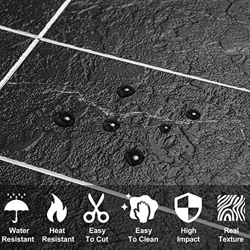 AULIGET Faux Stone Backsplash Peel and Stick PVC Tile, 3 Inch x 6 Inch Black - Image 3