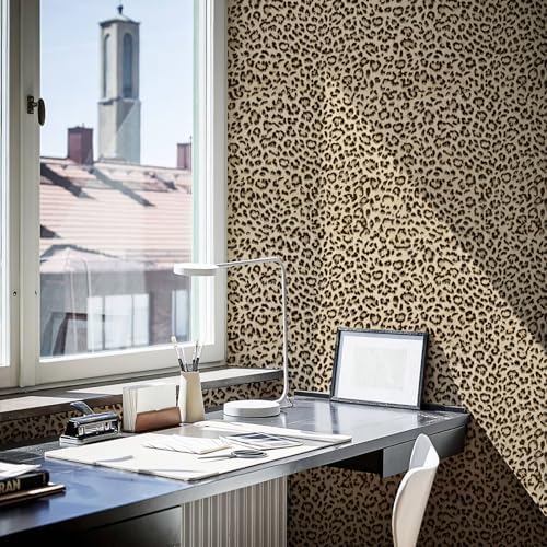 Simon&Siff Leopard Peel and Stick Wallpaper 17.3"x200" Black/Brown Vintage - Image 6
