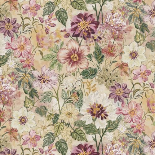 Floral Peel and Stick Wallpaper Beige Boho Contact Paper Matte Texture Warm by DIYYOURMOON