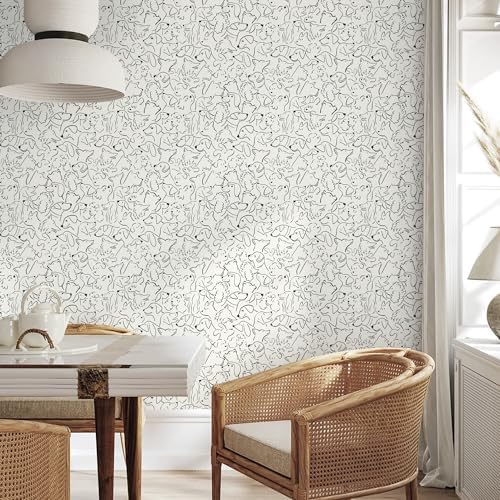 Heroad Beige Peel and Stick Wallpaper Black and White Contact Paper Dog - Image 6