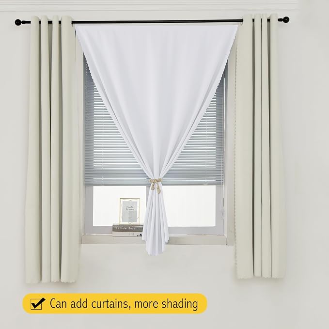 Thermal Blackout Curtains with Self-Adhesive Tape, No Rod No Drill Easy Install - Image 8