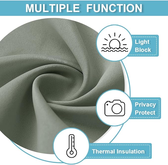 RYB HOME Short Blackout Curtains& Drapes, Room Darkening Drapery Thermal - Image 7