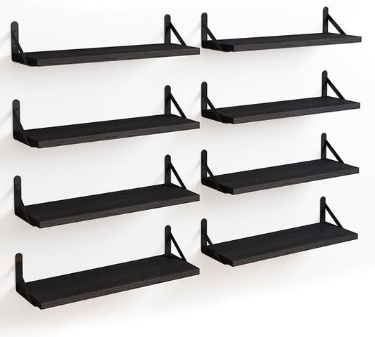Fixwal Floating Shelves, Width 4.7in Rustic Wood Wall Shelves Set of 8 by Fixwal