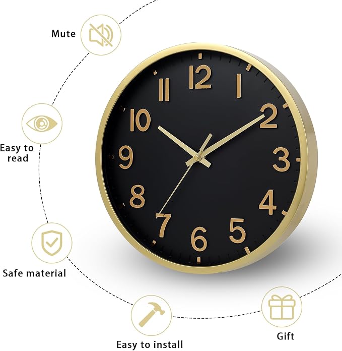 Wall Clocks Battery Operated 12 inch Modern Wall Clock, Silent Non Ticking Wall - Image 4
