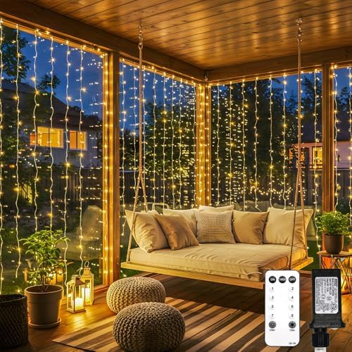 suddus 900 LED Christmas String Lights Outdoor, 9.8x29.5ft Curtain Lights Plug by SUDDUS