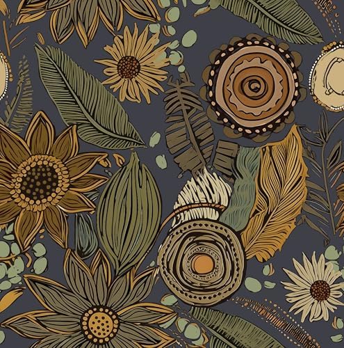 Laatse Boho Wallpaper Peel and Stick 17.5"x393", Haze Blue Contact Paper by Laatse