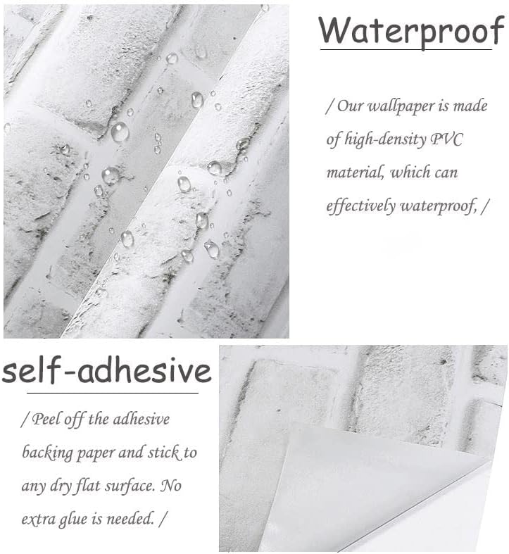 Cohoo Home White Brick Wallpaper Peel and Stick Contact Paper Faux 120”×18” - Image 4