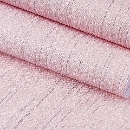 FunStick 24"x200" Pink Textured Wallpaper Stick and Peel Embossed Grass Cloth by FunStick