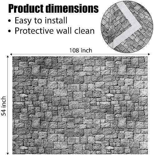Chuangdi 6 Pcs Stone Wall Paper Roll Brick Tablecloths Party - Image 2
