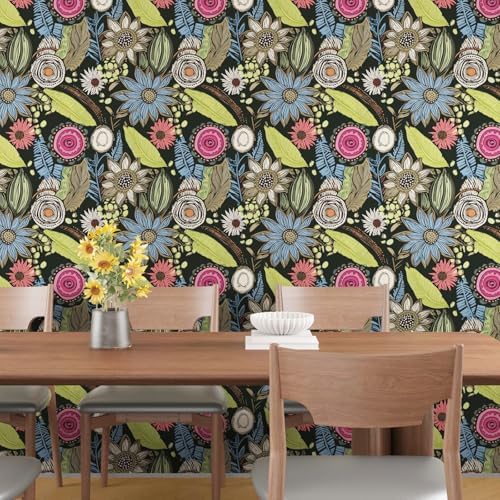 Laatse Boho Wallpaper Peel and Stick 17.5"x393", Dark Green Contact Paper - Image 5