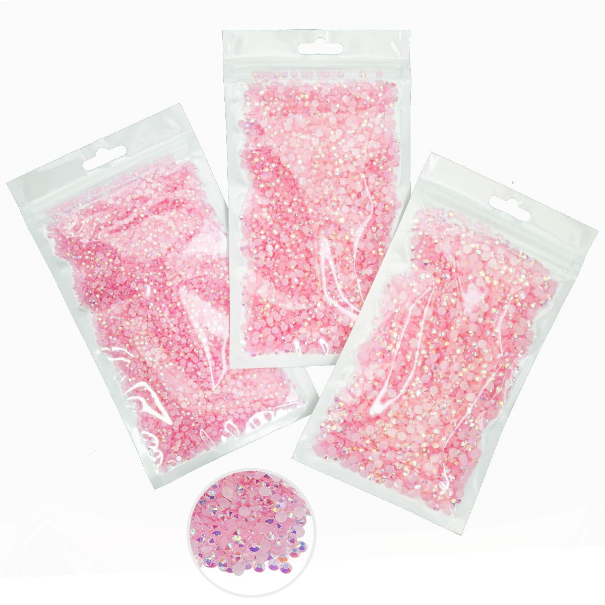 16000PCS Light Pink AB Resin Rhinestones for Crafting 3mm 4mm 5mm Flatback Jelly Stones Bulk Diamonds Crystals Gems Charms for Nails Face Eyes Makeup Tumblers Bottles DIY Crafts Clothes Shoes