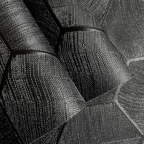Black Textured 3D Embossed Hexagon Geometric Wallpaper 17.3in x 39.4ft - Image 2