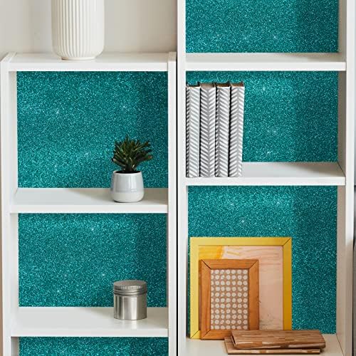 VEELIKE Sparkle Teal Green Glitter Wallpaper Peel and Stick Removable Glitter - Image 4
