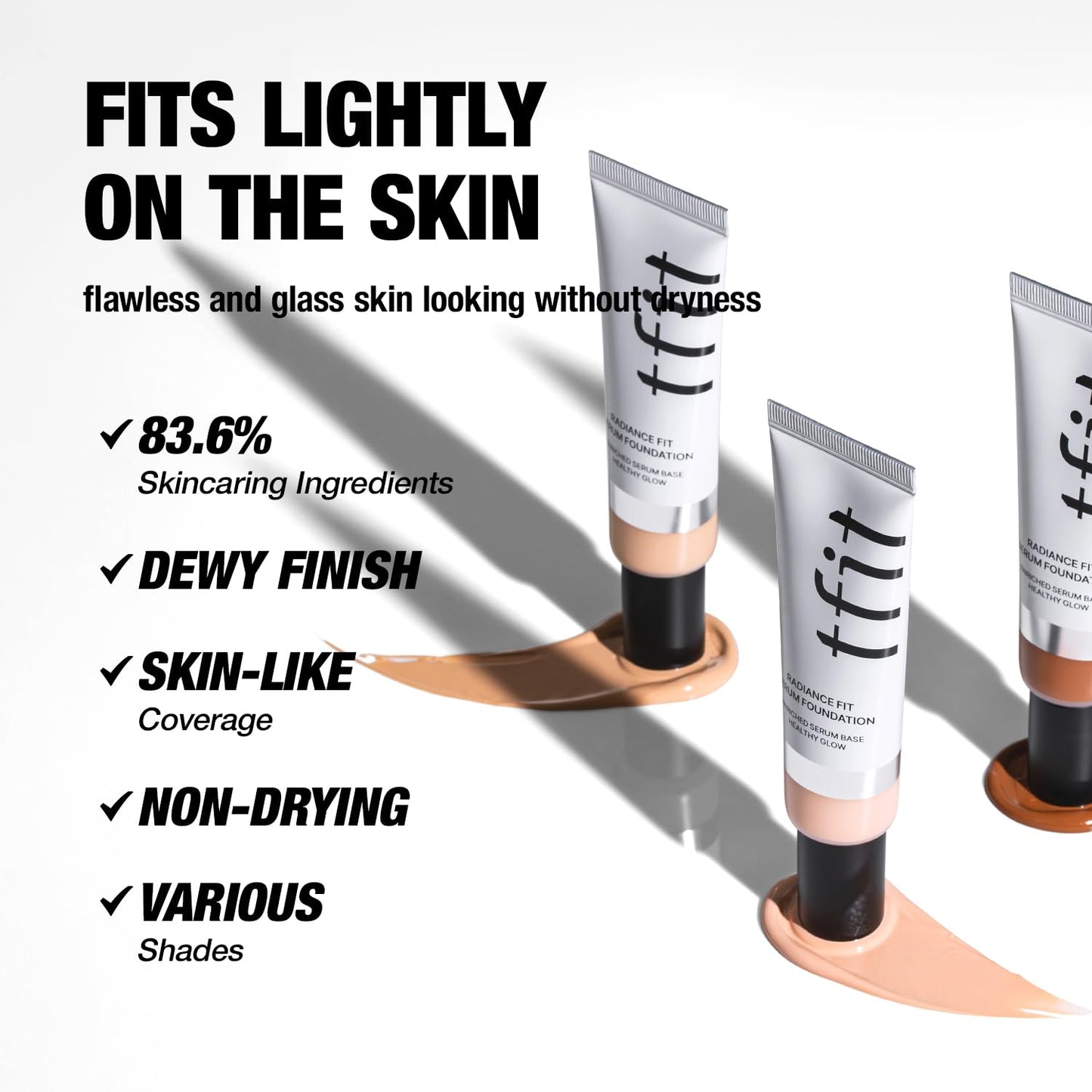 TFIT Radiance Fit Serum Foundation - Flawless Coverage, Dewy finish, Long-lasting Waterproof and sweatproof,Lightweight,Creamy Natural,1.05 Oz. (N06 Hazel, 1.05 Oz.)
