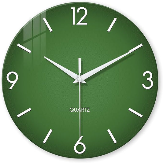 XFM Green Wall Clock 12 Inch Modern Wall Clocks Battery Operated Round Silent by XFMWallClock