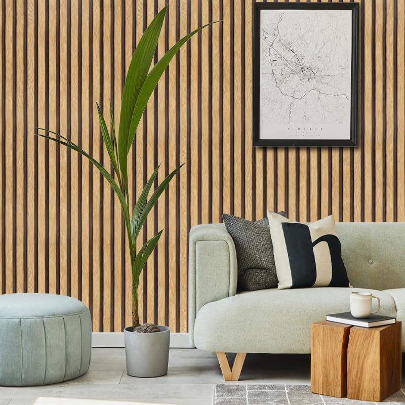 Arthome 17''x240'' Wood Slat Wallpaper Peel and Stick Self Adhesive Wood - Image 2
