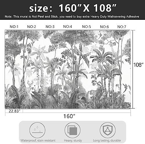 -Grey Jungle Botanical Animal Banana Leaf Fabric Wallpaper Living Room Tropical - Image 4