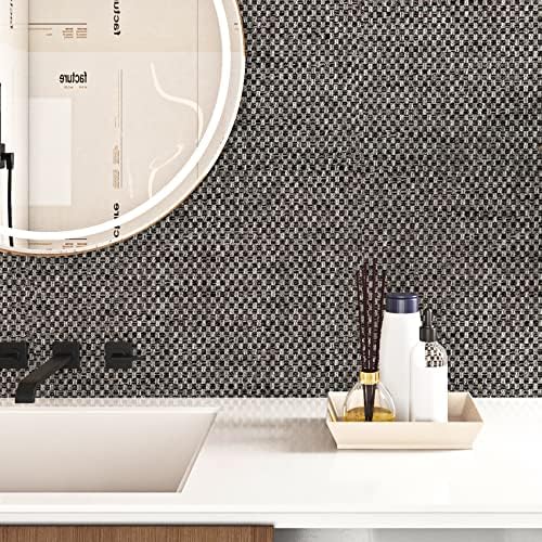 ReWallpaper 17.5in x 23ft Gray Grasscloth Style Peel and Stick Wallpaper by ReWallpaper