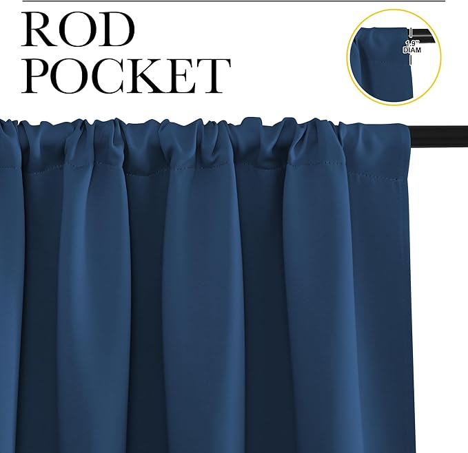 NICETOWN Window Curtains Blackout Drapes, Moroccan Blue, 1 Pair, 52 by 72-Inch - Image 2