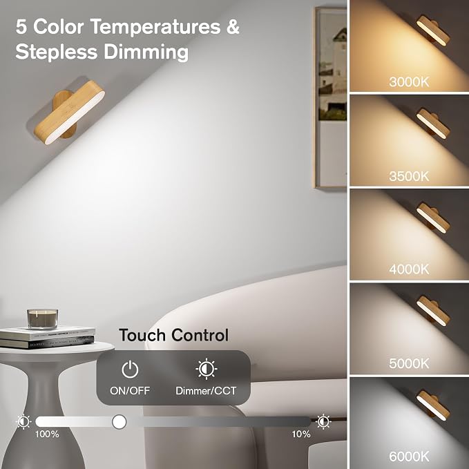Hensam Battery Operated Wall Sconces, Wireless LED Wall Sconce Set of Two - Image 3