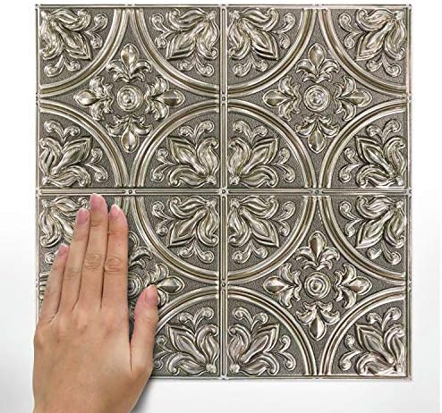 RoomMates StickTiles Gold Tin Peel and Stick Tile Backsplash - Image 3