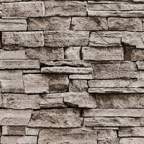 Jeweluck Brick Wallpaper Peel and Stick Stone Wallpaper Brown 16.9”×196.8” by Jeweluck