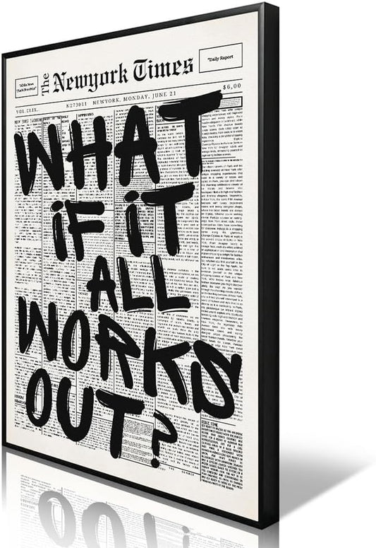 What If It All Works Out Canvas Wall Art, Positive Affirmations Wall Decor by Enlaizhude