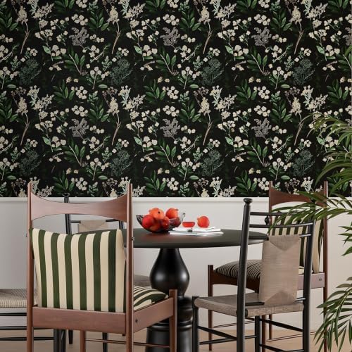 Laatse Vintage Dark Green Floral Leaf Peel and Stick Wallpaper 17.5"x197" - Image 4