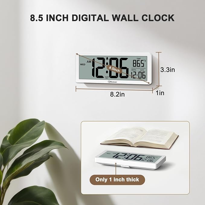 Soobest 8.5 Inch Digital Wall Clock Battery Operated - Image 2