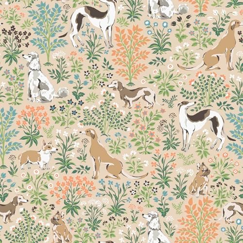 NuWallpaper x Printfresh Must Love Dogs Tan Peel and Stick Wallpaper, Removable by NuWallpaper