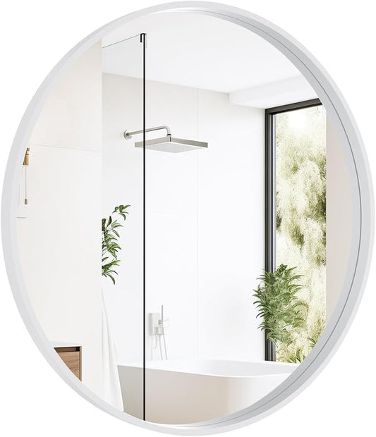 WallBeyond Round Wood Mirror 28 inch Circle Wall Mirror by WallBeyond