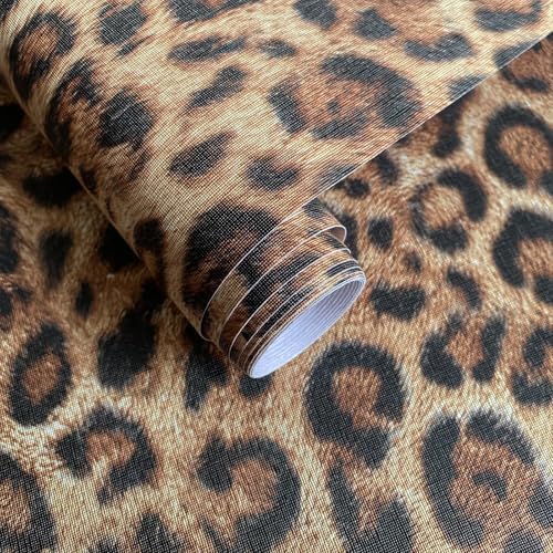 JiffDiff Upgrade Brown Leopard Print Peel and Stick Wallpaper, 17.3" x 120" by wallpaper
