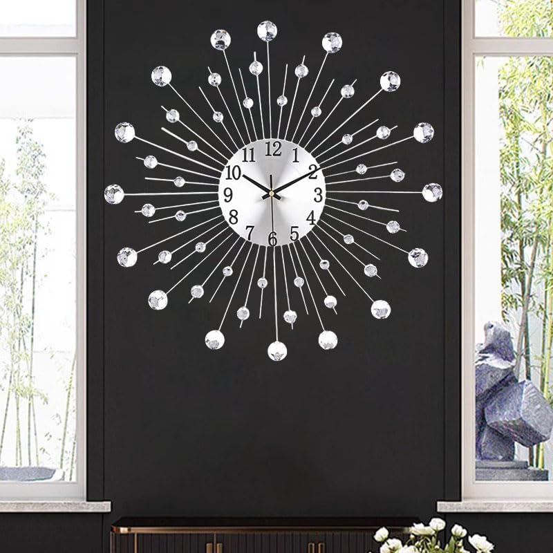 SIN&MI Large Wall Clock for Living Room Decor Non-Ticking Quiet Metal Quartz by SINMI