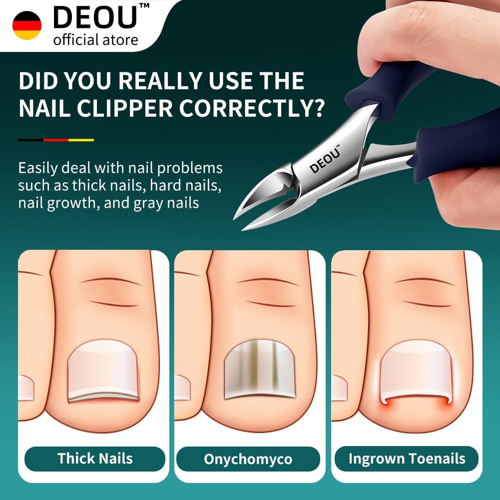 Professional Stainless Steel Podiatrist Nail Clippers, Heavy Duty Manicure Pliers for Thick Nails, Pedicure Toe Nail Clippers Tools for Men Women