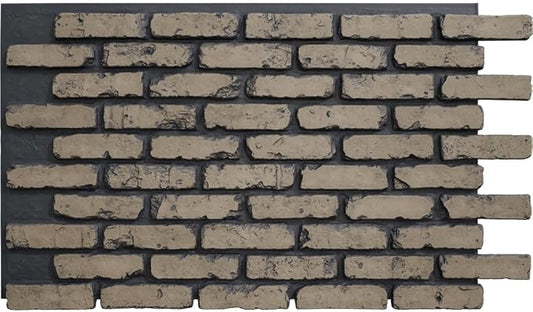 EverStone Aged Brick Faux Brick Panel, 46 7/8"W x 27"H x 1 1/4"D, Ash Color by EkenaMillwork