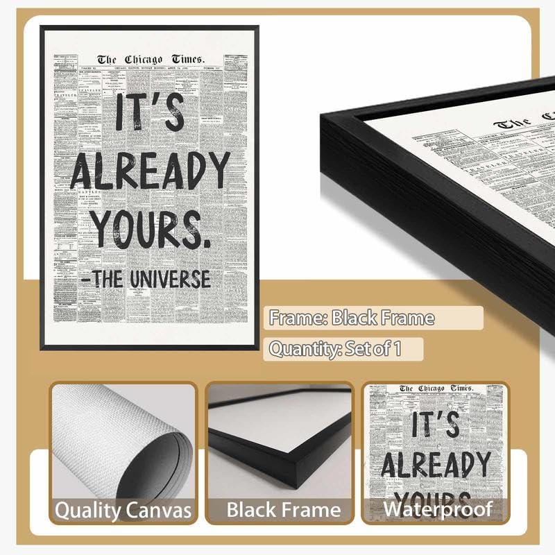 Framed Black And White Retro Newspaper Wall Art Motivational Office Decor - Image 3