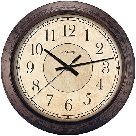 La Crosse 14” Savannah Brown Silent Sweep Quartz Glass Lens Clock by LaCrosseTechnology