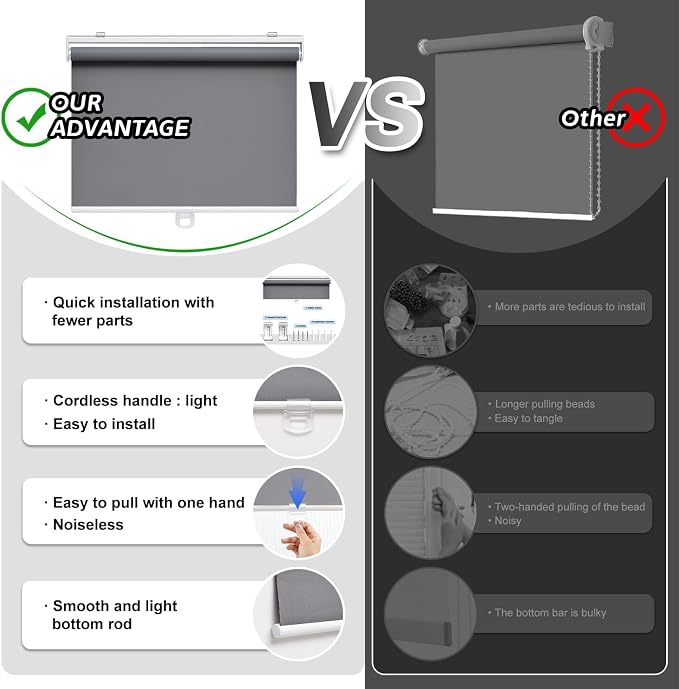Customize Cordless Roller Shades Blackout Blinds - Image 3
