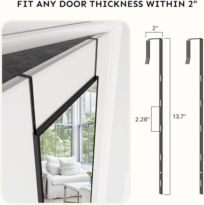 Kosmonia 48x14 Inch Full Length Tempered Glass Door Mirror - Image 4